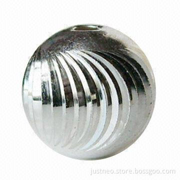 Solid 925 sterling silver twisted corrugated round beads, 8mm